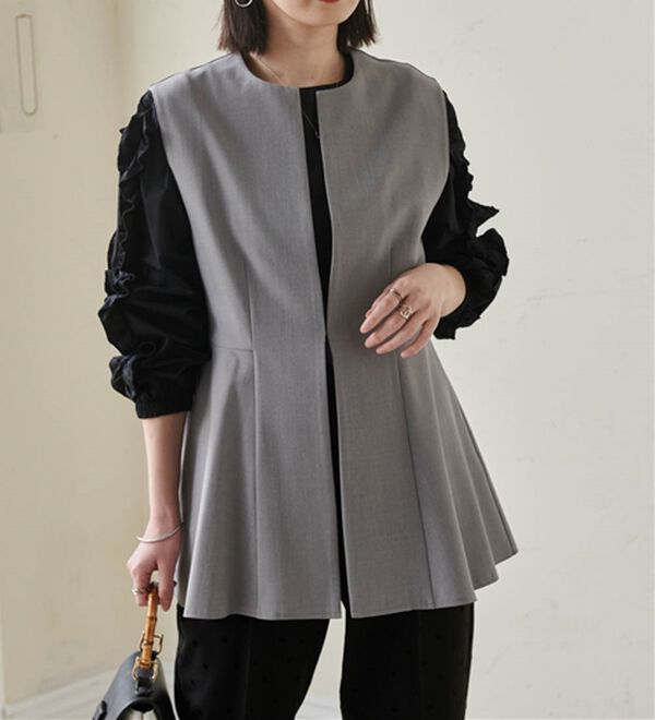 RANAN（ラナン）の「機能付！麻調素材ペプラムジレベスト（ジレ）」｜詳細画像