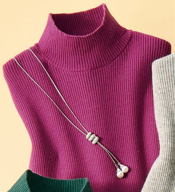 ルフラン（ルフラン）の「重ね着にぴったり！ミセスの為のリブニット（ニット・セーター）」｜ラズベリー
