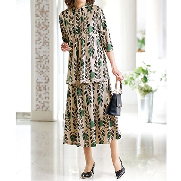 BELLUNA（ベルーナ）の「【３点セット】幾何柄プリントカットソー３点セットアップ（セットアップ）」｜詳細画像