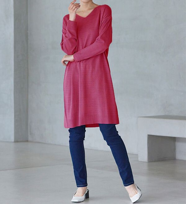 RANAN（ラナン）の「カシミヤタッチニットチュニックワンピース（チュニック）」｜詳細画像