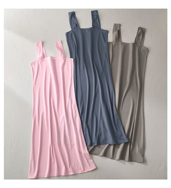 YU'NOW（ユナウ）の「ヒンヤリ冷感！【制菌】ブラ紐隠しのインナーワンピース（スリップ・ペチコート）」｜詳細画像