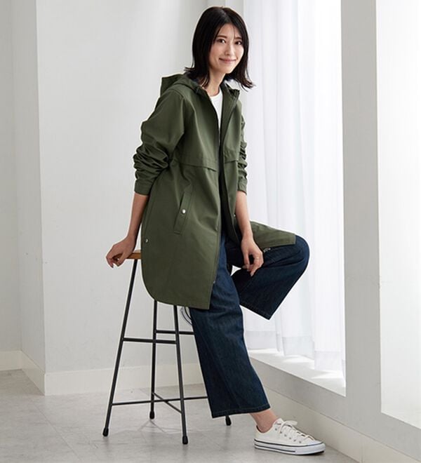 BELLUNA（ベルーナ）の「はっ水加工ボンディング素材ロング丈パーカー（ハーフコート）」｜詳細画像