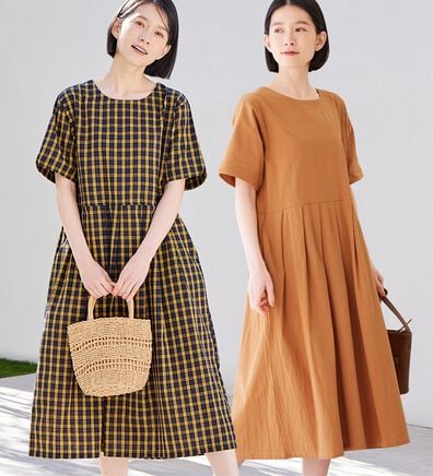 Viola e Viola（ヴィオラ エ ヴィオラ）の「ゆるっとタック切替デザインワンピース（その他ワンピース）」