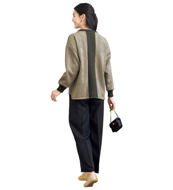 ルフラン（ルフラン）の「リブ切替スエード調スーツ＜イレッサ＞（セットアップ）」｜詳細画像