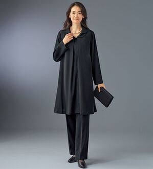 BELLUNA（ベルーナ）の「洗えるストレッチ素材！ゆったりチュニックセットアップ（ブラックフォーマル（喪服・礼服））」｜黒