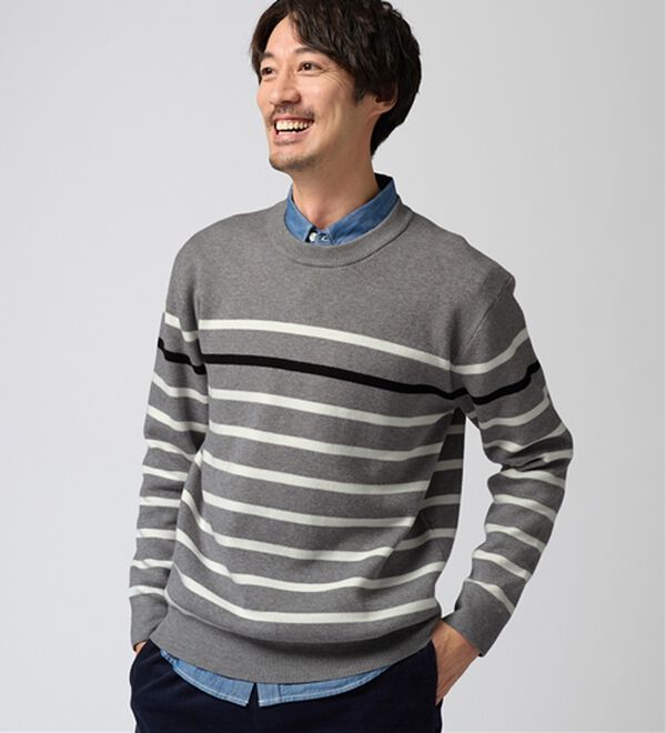 REMEN'S（リメンズ）の「【洗える】やわらかタッチボーダークルーネックセーター（メンズニット・セーター）」｜詳細画像