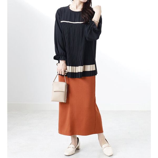 BELLUNA（ベルーナ）の「【Ｌａｇｒｉｌｕａ】配色デザインプリーツ使いブラウス（ブラウス）」｜詳細画像