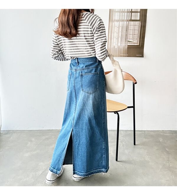 GeeRA（ジーラ）の「バックスリットデニムロングスカート（ロングスカート）」｜詳細画像