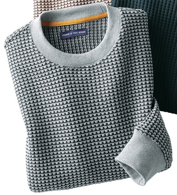 「＜コムルヴァン・オム＞セーター感覚の上品トレーナー（メンズトレーナー）」｜杢グレー