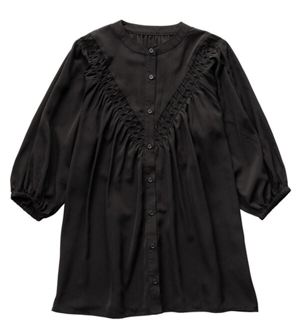 Viola e Viola（ヴィオラ エ ヴィオラ）の「Ｖ切替ピンタックアレンジブラウス（ブラウス）」｜ブラック