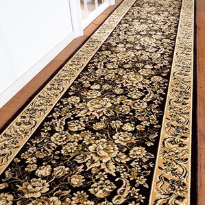 「光沢のある洗える国産モケット織廊下敷（カーペット）」｜ブラウン