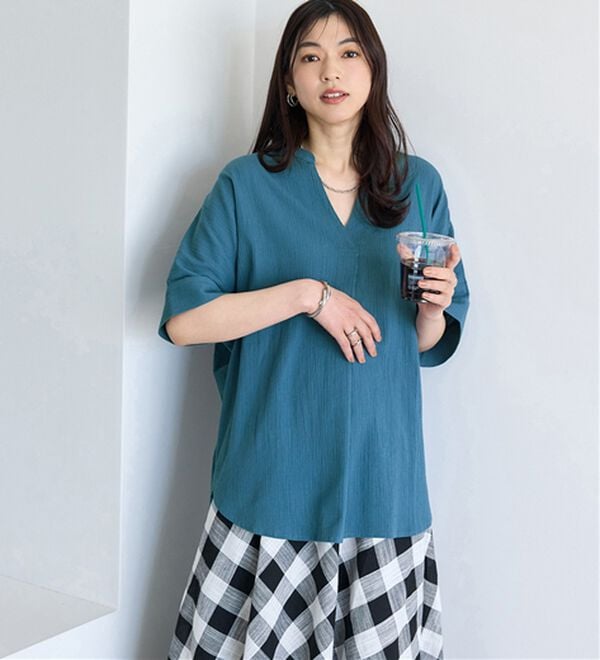 BELLUNA（ベルーナ）の「綿１００％楊柳素材ドルマンチュニック（チュニック）」｜詳細画像