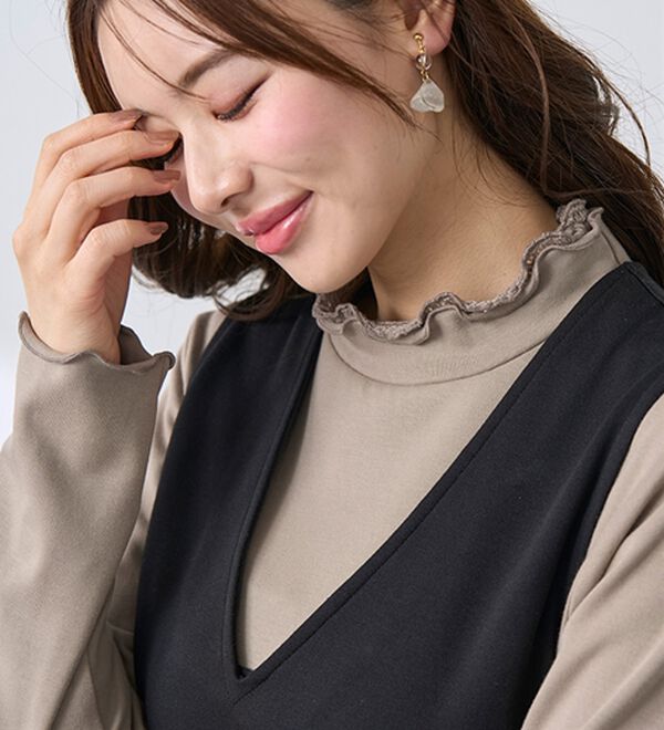 BELLUNA（ベルーナ）の「衿異素材ダブルメロープルオーバー（カットソー）」｜詳細画像