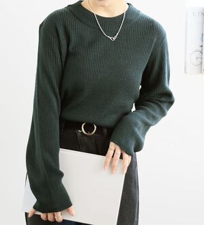 A HAPPY MARILYN（アハッピーマリリン）の「【ＬＬ～６Ｌ】＜新色追加＞Ｔシャツ感覚で着れるカメレオン級の着回しが叶うリブニット（ニット・セーター）」｜詳細画像