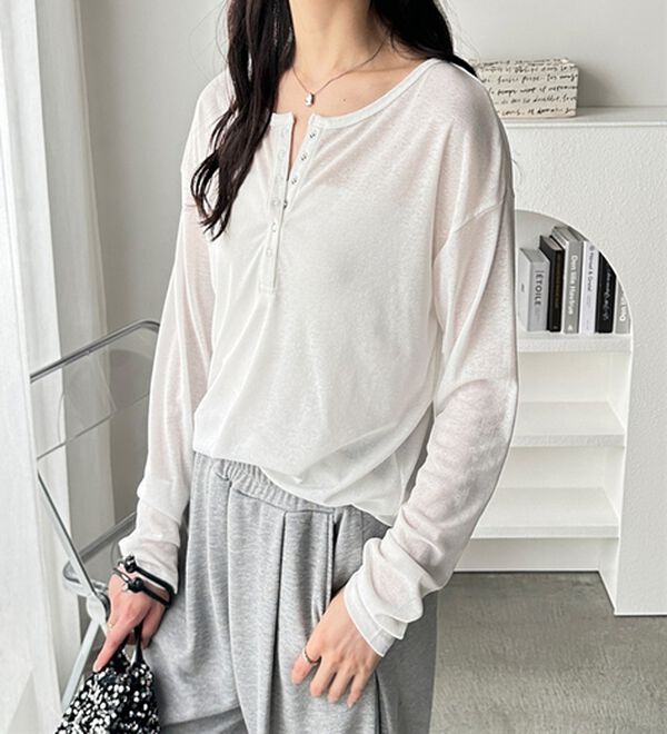 GeeRA（ジーラ）の「前後２ＷＡＹシアースラブヘンリーネックカットソー（カットソー）」｜詳細画像