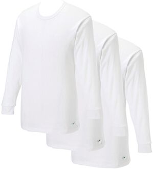 「【３枚組】＜クロコダイル＞極温（Ｒ）厚地×裏起毛綿１００％インナー（メンズ肌着・インナーウェア）」｜ホワイト3枚組 長袖丸首