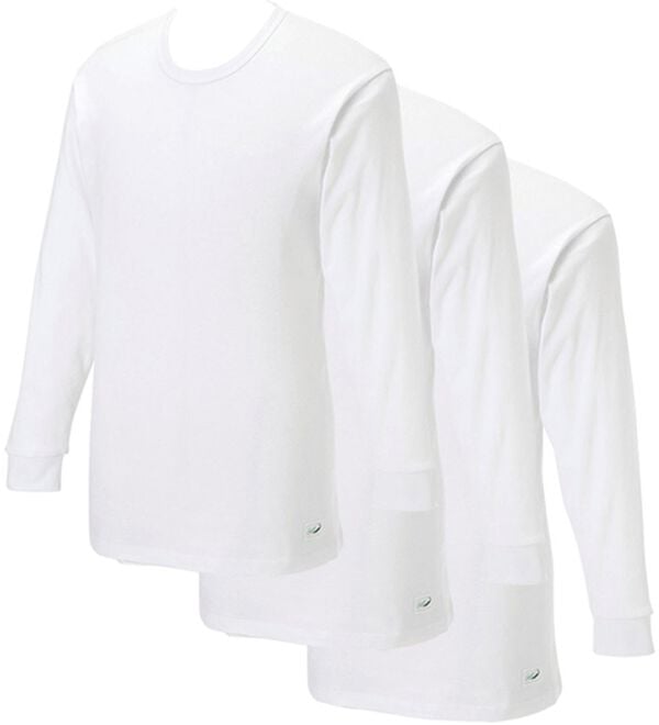 「【３枚組】＜クロコダイル＞極温（Ｒ）厚地×裏起毛綿１００％インナー（メンズ肌着・インナーウェア）」｜ホワイト3枚組 長袖丸首