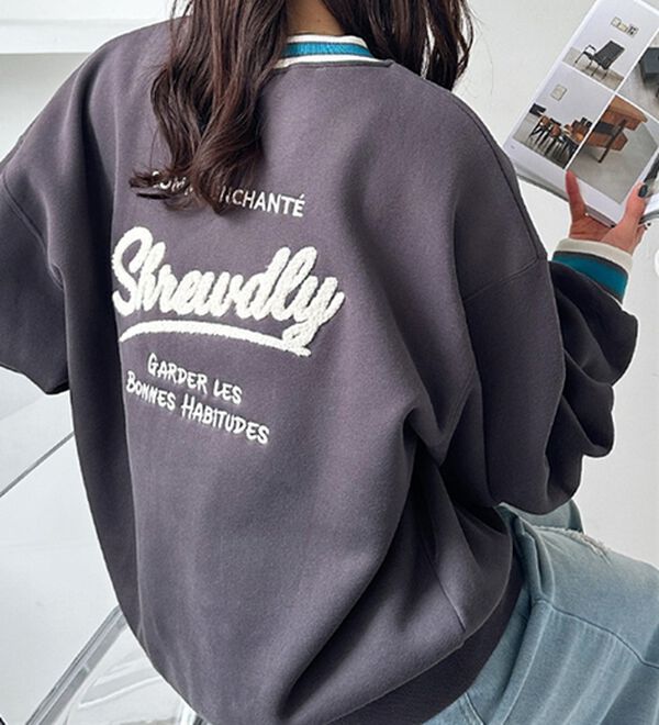 GeeRA（ジーラ）の「ラインリブエンブロイダリー裏起毛スウェット（カットソー）」｜詳細画像