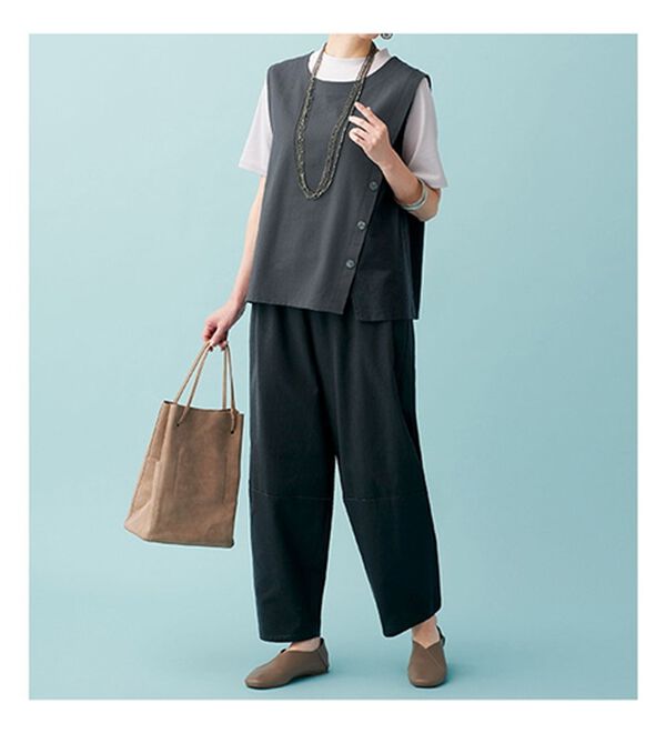 BELLUNA（ベルーナ）の「綿混配色切替ベストセットアップ（セットアップ）」｜詳細画像