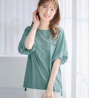 alotta（アロッタ）の「さらりと軽い袖異素材バルーンＴシャツ（カットソー）」｜詳細画像