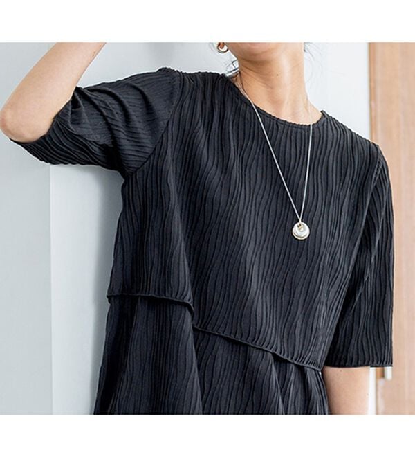 BELLUNA（ベルーナ）の「波柄ジャカード重ね着風ワンピース（その他ワンピース）」｜詳細画像