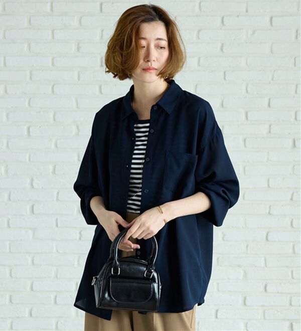 BELLUNA（ベルーナ）の「イージーケア！とろみ素材ビッグシャツ（シャツ）」｜詳細画像