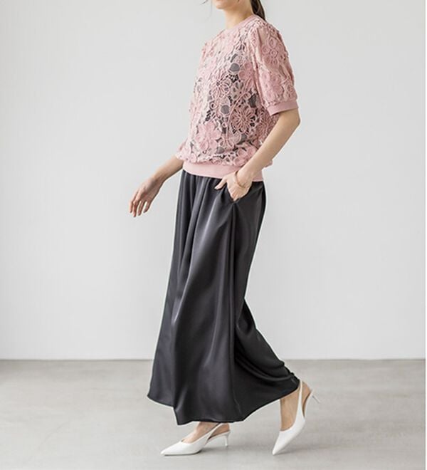 RANAN（ラナン）の「花柄立体レースリブ切替プルオーバー（ブラウス）」｜詳細画像