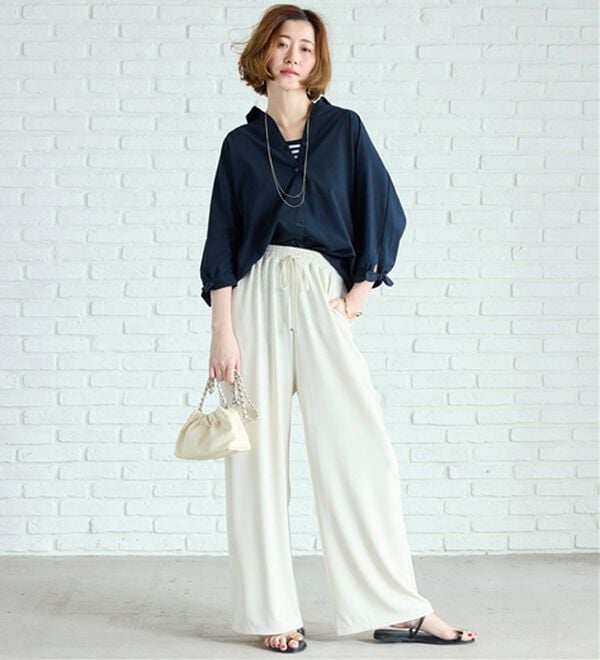 BELLUNA（ベルーナ）の「【吸水速乾】イージーケア！袖リボンシャツチュニック（チュニック）」｜詳細画像