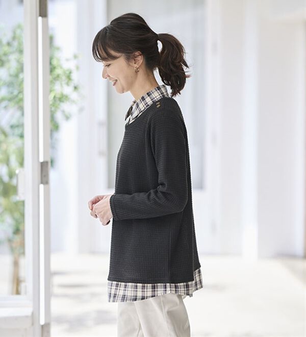 BELLUNA（ベルーナ）の「異素材重ね着風チュニック（チュニック）」｜詳細画像