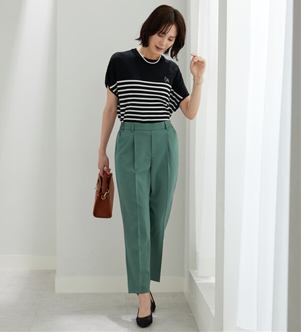 BELLUNA（ベルーナ）の「【選べる2丈】メランジストレッチ素材テーパードパンツ（テーパードパンツ）」｜詳細画像