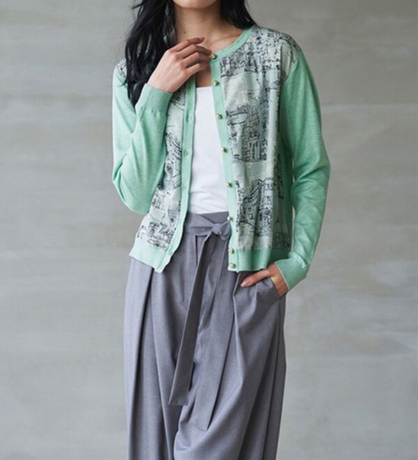 RANAN（ラナン）の「スカーフプリントニットカーディガン（ニットカーディガン）」｜詳細画像