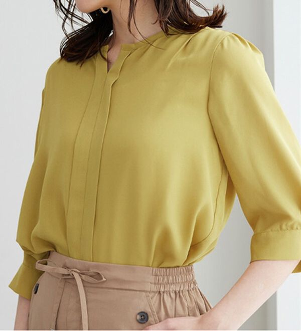 BELLUNA（ベルーナ）の「【接触冷感】機能付ジョーゼット素材キーネックブラウス（ブラウス）」｜詳細画像