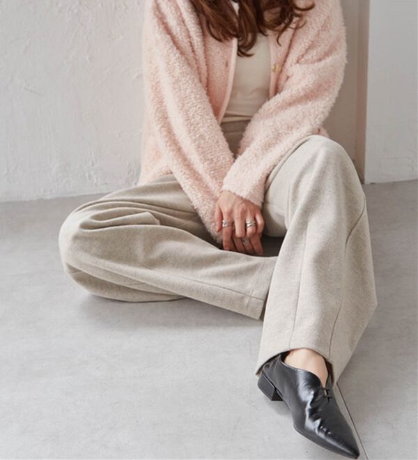 RANAN（ラナン）の「フェイクウールバレルレッグカーブパンツ（フルレングスパンツ）」｜詳細画像