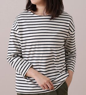 BELLUNA（ベルーナ）の「＜ｓｏｒａｆｕｋｕ＞ボーダープルオーバー（カットソー）」｜アイボリー／チャコール