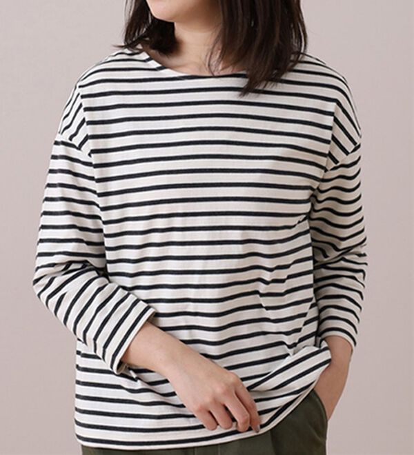 BELLUNA（ベルーナ）の「＜ｓｏｒａｆｕｋｕ＞ボーダープルオーバー（カットソー）」｜アイボリー／チャコール