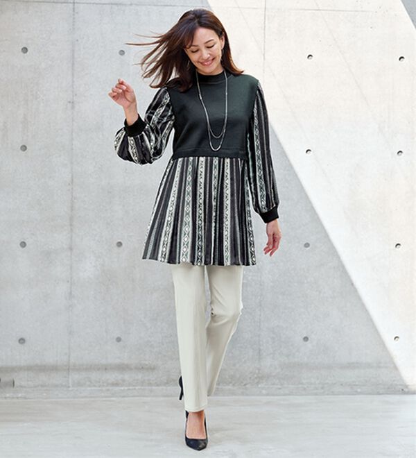 BELLUNA（ベルーナ）の「すっきり伸びる！ハイテンション美脚パンツ　ストレート（フルレングスパンツ）」｜詳細画像