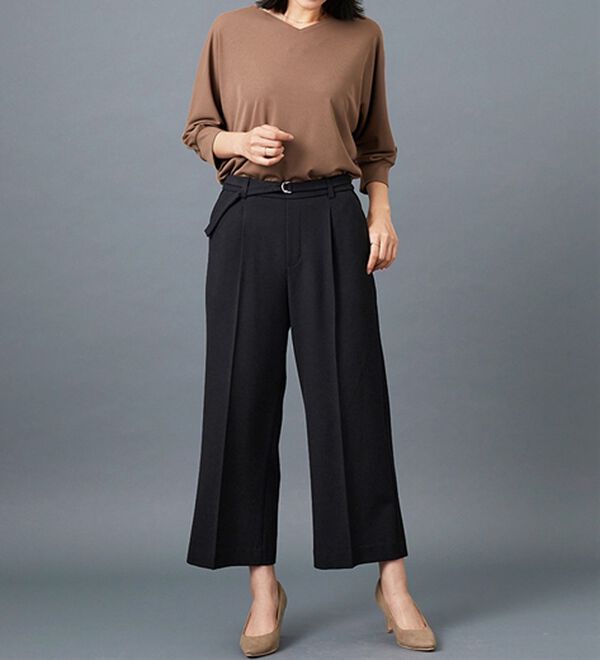 BELLUNA（ベルーナ）の「サマ見え（Ｗ）ベルト付ワイドパンツ（ワイドパンツ・ガウチョ）」｜詳細画像