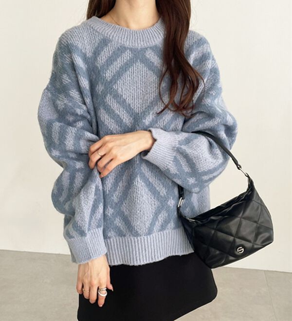 モヘアライクチェック柄ニットプルオーバー - ベルーナ【公式】