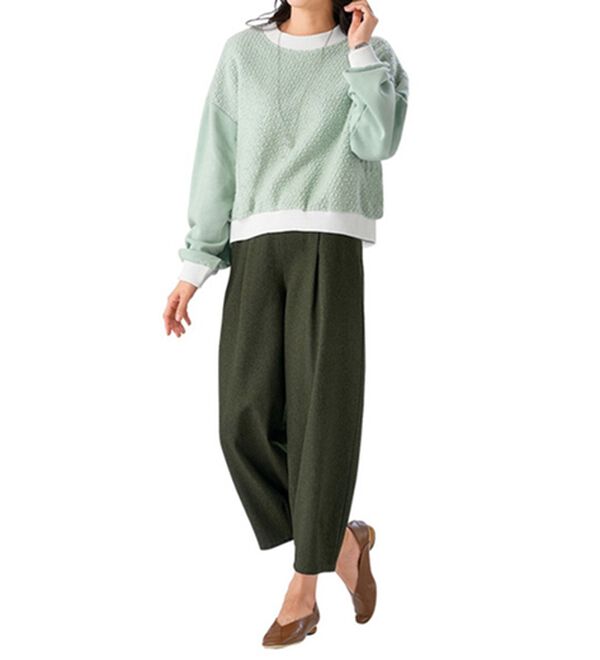 ルフラン（ルフラン）の「【３本組】ウール調裾すっきりワイドパンツ（ワイドパンツ・ガウチョ）」｜詳細画像