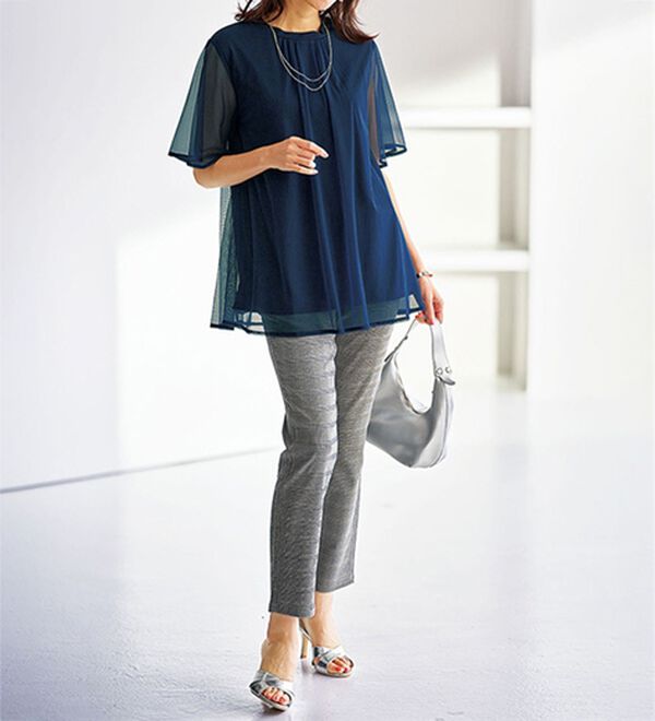 BELLUNA（ベルーナ）の「ふわり涼やか！チュール重ねチュニック（チュニック）」｜詳細画像