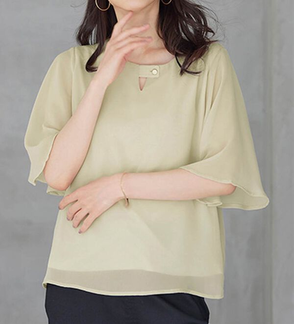 RANAN（ラナン）の「ひんやり！フレアー袖シフォンブラウス（ブラウス）」｜詳細画像
