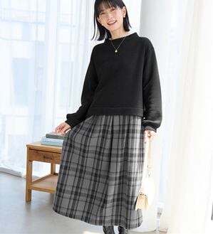 Viola e Viola（ヴィオラ エ ヴィオラ）の「楽ちんコーデドッキングワンピ（ドッキングワンピース）」｜ブラックグレー系