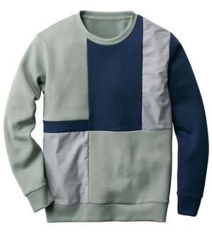 「パネル切替ミラノリブトレーナー（メンズトレーナー）」｜ライトグリーン