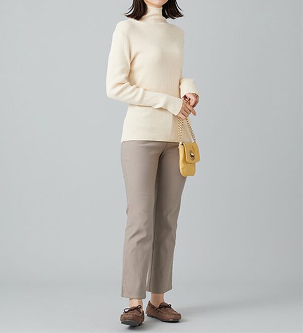 BELLUNA（ベルーナ）の「＜＆ｃｏｃｏｃｈｉ＞ハピネスコットン100％&times;吸湿発熱リブタートルニット（ニット・セーター）」｜詳細画像