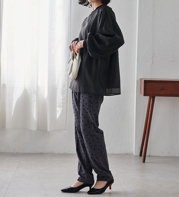 RANAN（ラナン）の「裏起毛シアー素材レイヤードスウェット（カットソー）」｜詳細画像