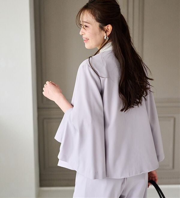 RANAN（ラナン）の「【２点セット】防しわ！洗える！ケープライクジャケットセットアップ（パンツスーツ）」｜詳細画像