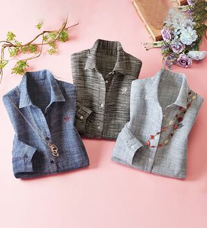 ルフラン（ルフラン）の「【３色組】スラブ素材モノトーンオーバーブラウス（シャツ）」｜詳細画像