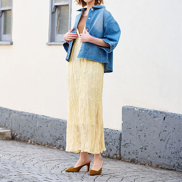 RANAN（ラナン）の「ひんやり裏地付！ジャカード素材フレアーシルエットジャンパスカート（その他ワンピース）」｜詳細画像