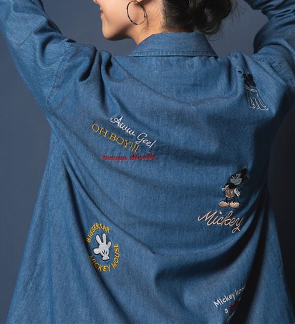 BELLUNA（ベルーナ）の「＜Ｄｉｓｎｅｙ＞【ミッキー】飛ばし刺しゅうデニムシャツジャケット（シャツ）」｜詳細画像