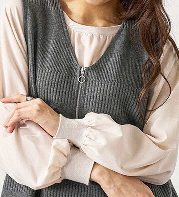 BELLUNA（ベルーナ）の「ボーダージャカード素材ジャンパースカート（ジャンパースカート）」｜詳細画像